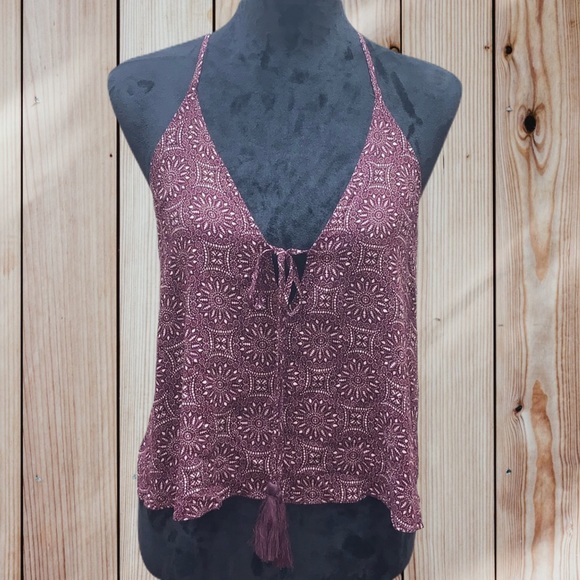 AKIRA Tops - Akira Chicago Purple and Cream Crop Top
